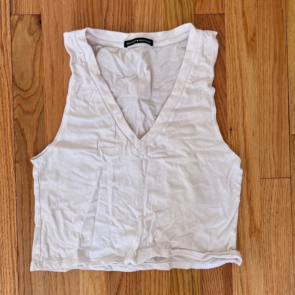 Brandy Melville White V-Neck Top